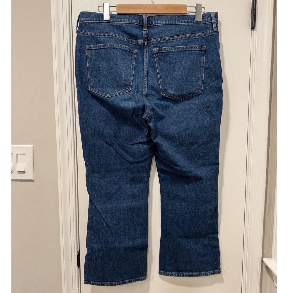 J Crew Mid Rise Flare Crop Jeans Blue Button Fly Denim Women Size 32 - Picture 4 of 8